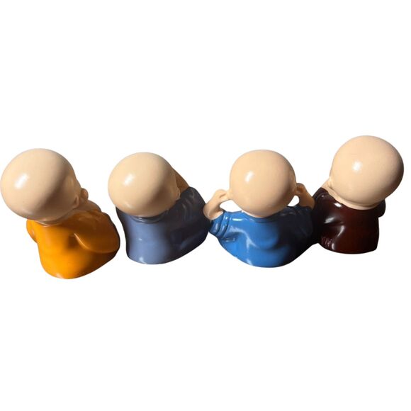 Set of 4 Monk Figurines - See No Evil, Hear No Evil, Speak No Evil, Do No Evil - Picture 2 of 9